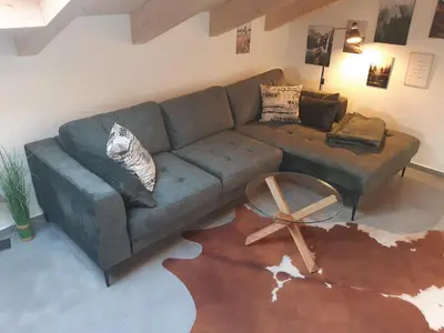 Ein Sitzbereich in der Unterkunft Panorama-Suite-Chiemsee