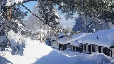 Lechbruck am See Feriendorf Hochbergle Haus 144 im Winter