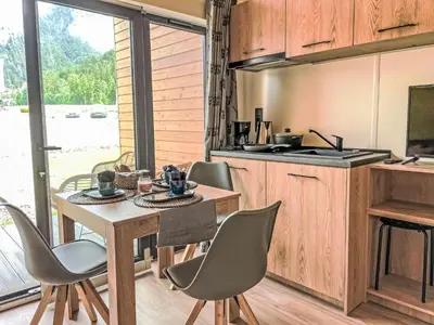 Küche/Küchenzeile in der Unterkunft Holiday Home Tiny Haus Glockenalm-EiblChalet by Interhome