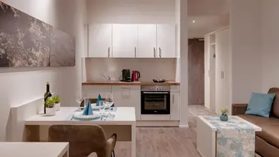 Küche/Küchenzeile in der Unterkunft Amper Art Boardinghouse
