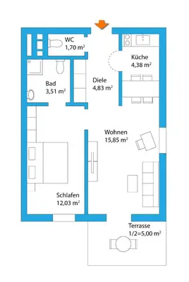 Grundriss der Unterkunft Bergschlössl Whg 10