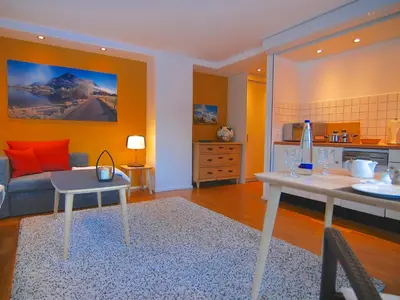 Ein Sitzbereich in der Unterkunft Hubertus Apartments