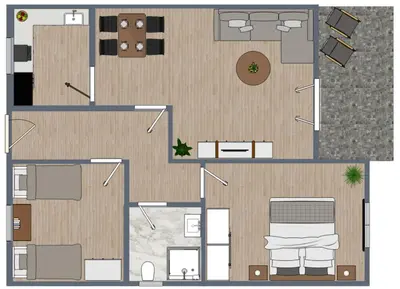 Grundriss der Unterkunft Ferienhaus Nr 102, Typ A, Feriendorf Hochbergle, Allgäu